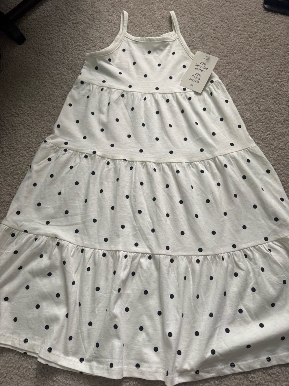 H&M Girls White Dress with Black Polka Dots